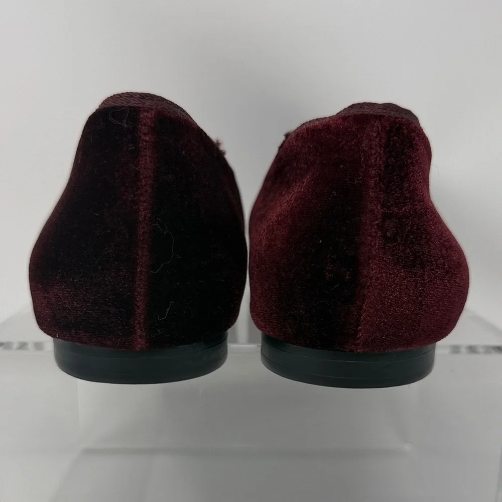 Zara Velvet Loafers Whimsigoth Regency Burgundy Driving/Smoking Flats Size 38